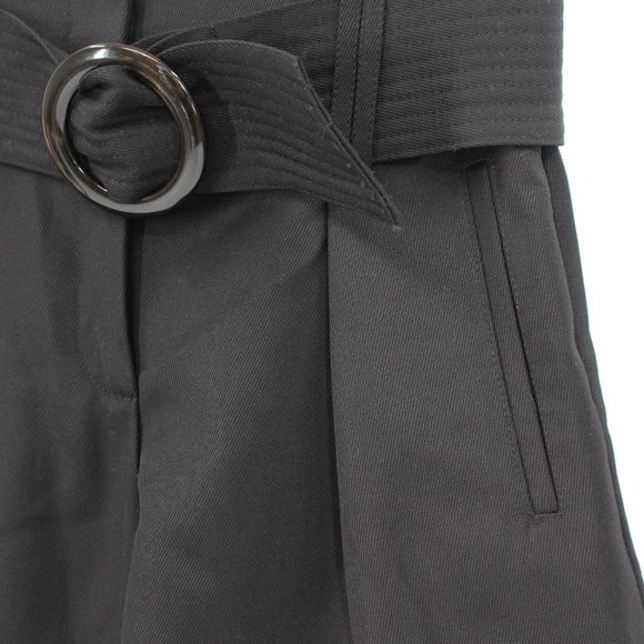 Sezane Rome High Rise Belted Black Cuffed Pleated Shorts NEW Size 34 - Picture 4 of 10